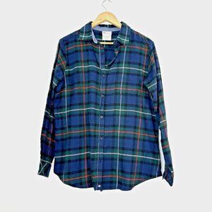 Dickies Women Flannel Plaid Button Up Shirt Size Large Blue Green Red